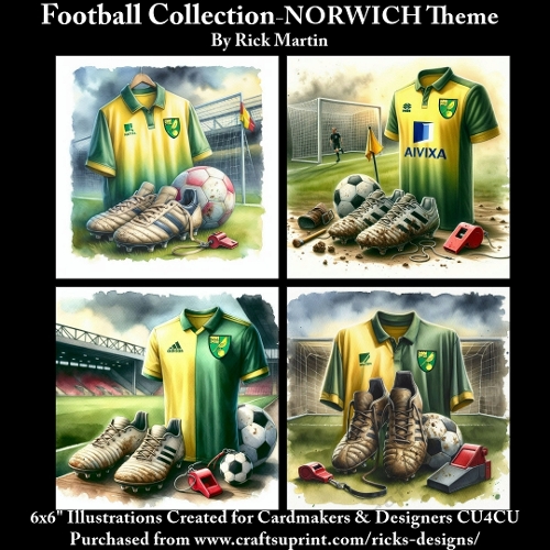 6X6 Norwich City Themed  - Illustrations for Cardmakers & Designers 