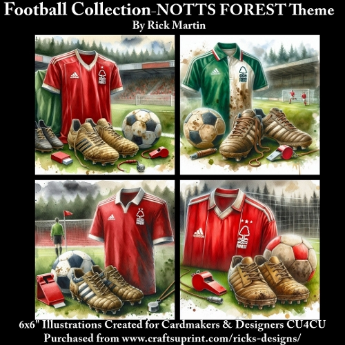 6X6 NOTTS FOREST 1 Themed  - Illustrations for Cardmakers & Designers 