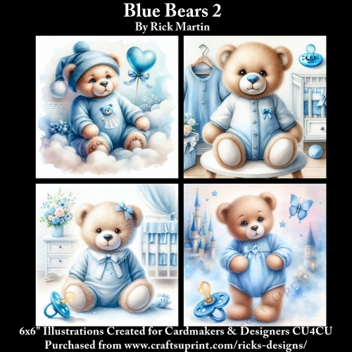 6X6 Blue Bears 2 - Illustrations for Cardmakers & Designers 