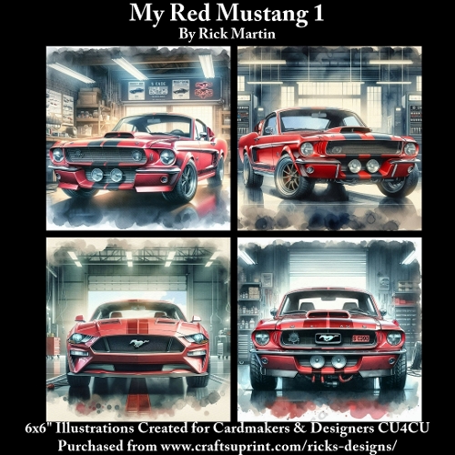 6x6 My Red Mustang 1 - Illustrations for Cardmakers & Designers 