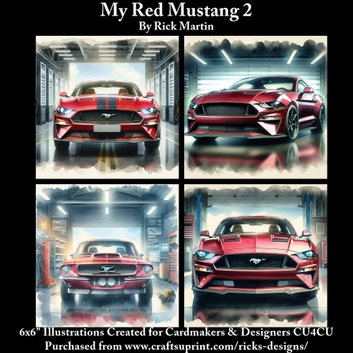 6x6 My Red Mustang 2 - Illustrations for Cardmakers & Designers 