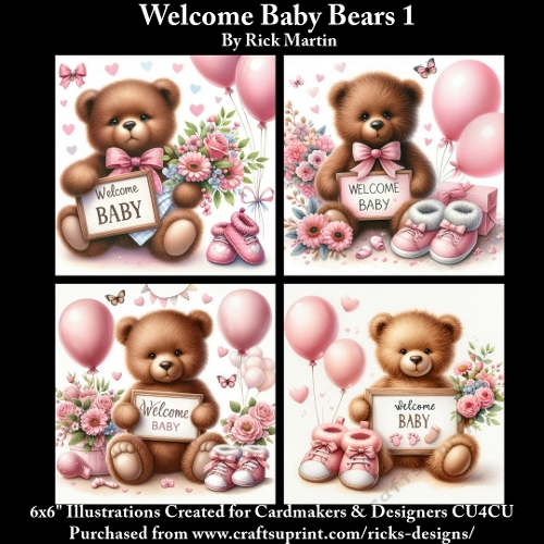 6x6 Welcome Baby Bears 1 - Illustrations for Cardmakers & Designers 