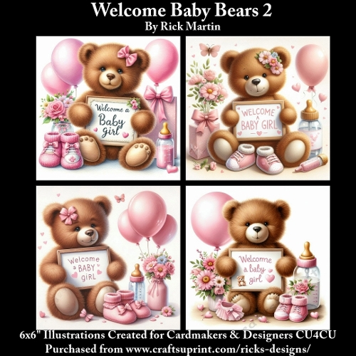 6x6 Welcome Baby Bears 2 - Illustrations for Cardmakers & Designers 