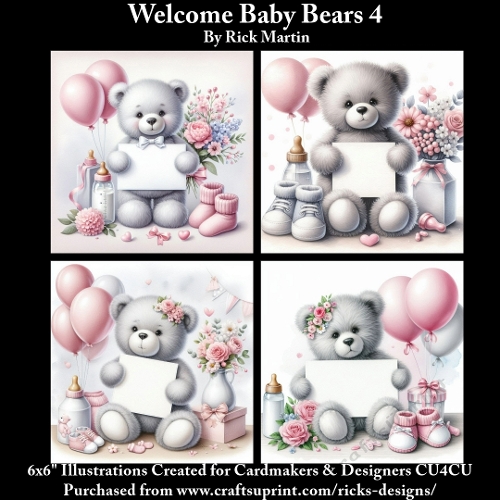 6x6 Welcome Baby Bears 4 - Illustrations for Cardmakers & Designers 