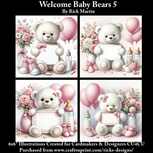 6x6 Welcome Baby Bears 5 - Illustrations for Cardmakers & Designers 