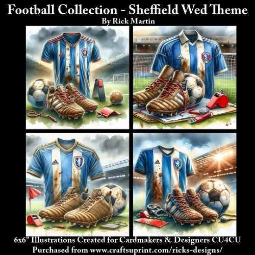 6x6 Sheffield Wed 1 Themed  - Illustrations for Cardmakers & Designers 