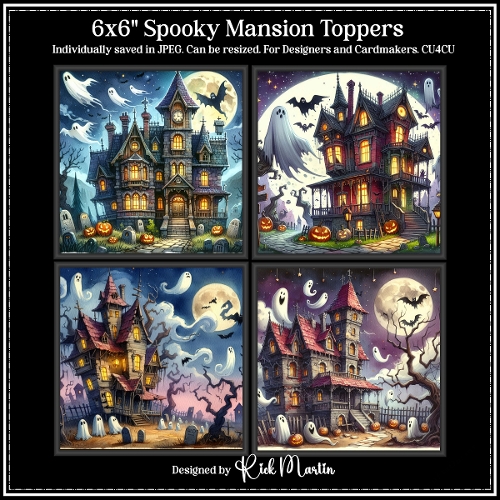 6x6 Spooky Mansion 2 - Illustrations for Cardmakers & Designers 