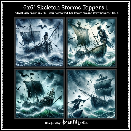 6x6 Skeleton Storms 1 - Illustrations for Cardmakers & Designers 