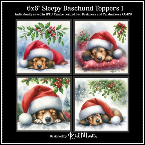 6x6 Sleepy Daschund - Illustrations for Cardmakers & Designers CU4CU