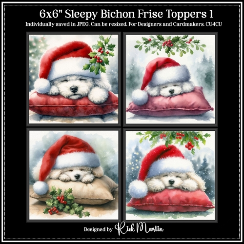 6x6 Sleepy Bischon Frise - Illustrations for Cardmakers & Designers CU4CU
