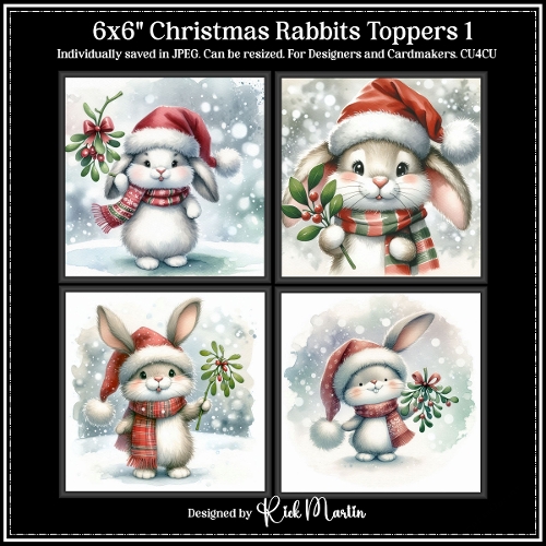cup1385325_111584 - 6x6 Christmas Bunny 1 - Illustrations for Cardmakers & Designers CU4CU