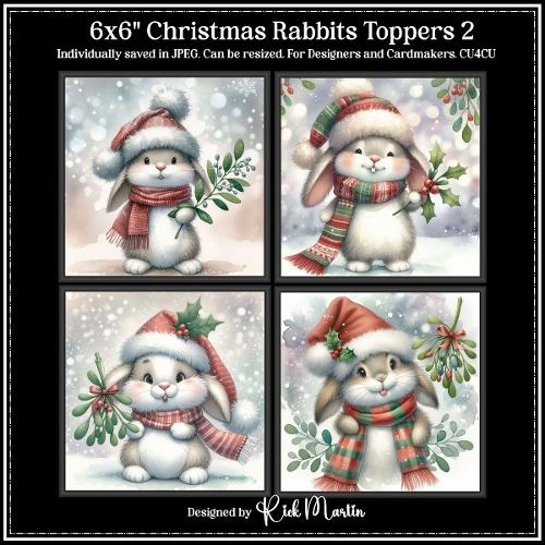 cup1385326_111584 - 6x6 Christmas Bunny 2 - Illustrations for Cardmakers & Designers CU4CU