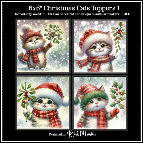 cup1385332_111584 - 6x6 Christmas Cats 1 - Illustrations for Cardmakers & Designers CU4CU
