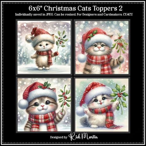 cup1385334_111584 - 6x6 Christmas Cats 2 - Illustrations for Cardmakers & Designers CU4CU