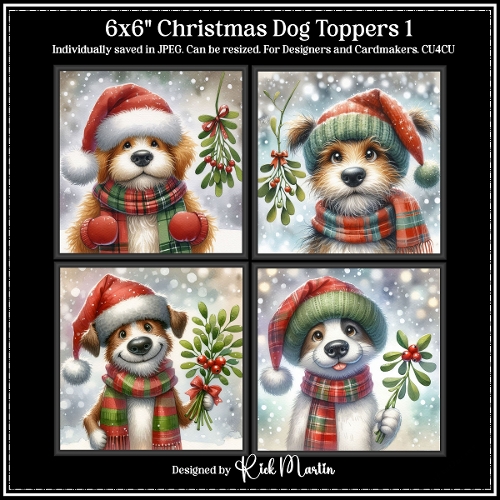6x6 Christmas Dog 1 - Illustrations for Cardmakers and Designers 