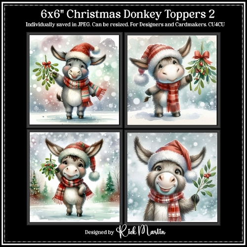 6x6 Christmas Donkeys 2 - Illustrations for Cardmakers and Designers 