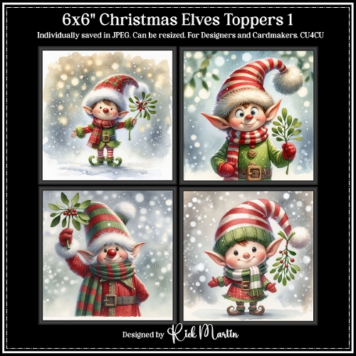6x6 Christmas Elves 1 - Illustrations for Cardmakers and Designers 