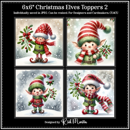 6x6 Christmas Elves 2 - Illustrations for Cardmakers and Designers 