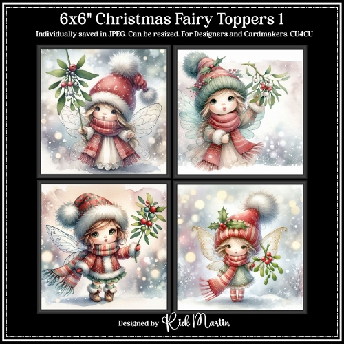 6x6 Christmas Fairy 1 - Illustrations for Cardmakers and Designers 