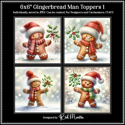 6x6 Gingerbread Man 1 - Illustrations for Cardmakers and Designers 