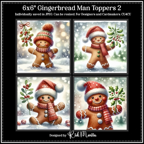 6x6 Gingerbread Man 2 - Illustrations for Cardmakers and Designers 