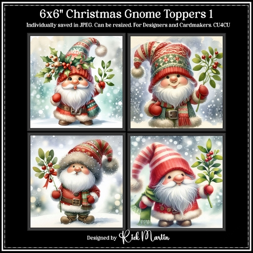 6x6 Christmas Gnome 1 - Illustrations for Cardmakers and Designers 