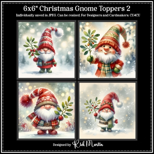 6x6 Christmas Gnome 2 - Illustrations for Cardmakers and Designers 