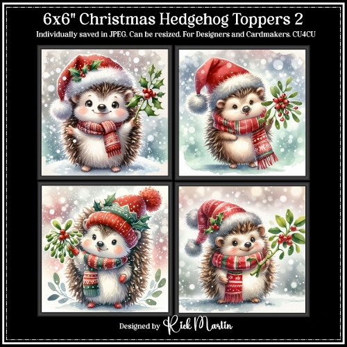 6x6 Christmas Hedgehogs 2 - Illustrations for Cardmakers and Designers 