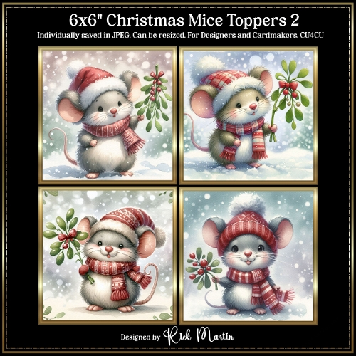 6x6 Christmas Mice 2 - Illustrations for Cardmakers and Designers 