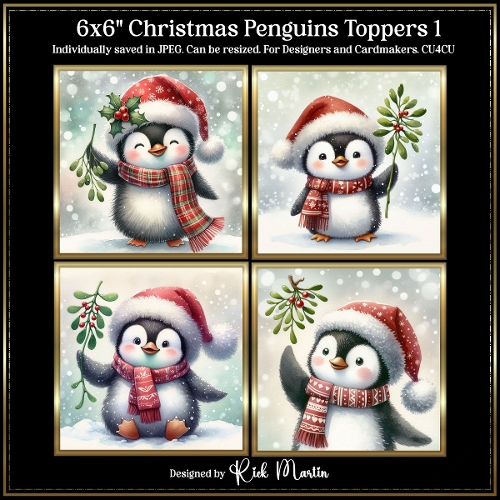 6x6 Christmas Penguins 1 - Illustrations for Cardmakers and Designers 