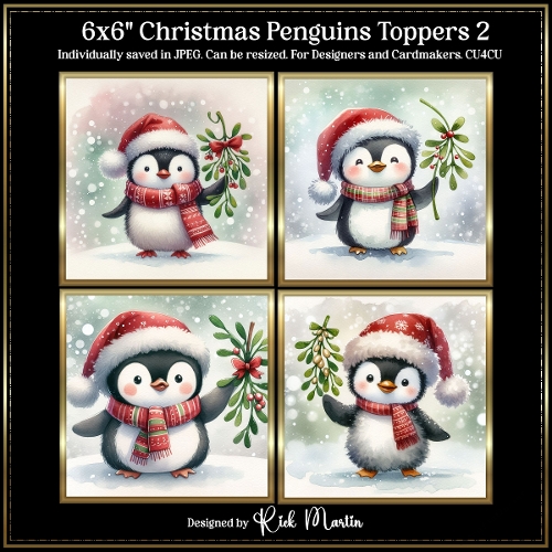6x6 Christmas Penguins 2 - Illustrations for Cardmakers and Designers 