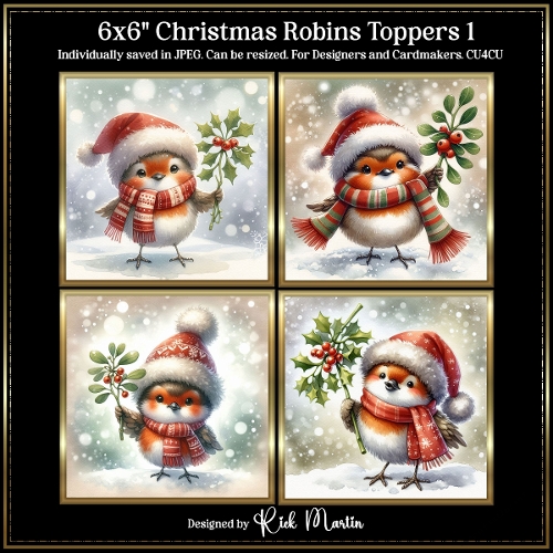6x6 Christmas Robins 1 - Illustrations for Cardmakers and Designers 