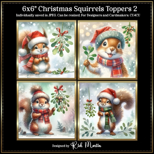 6x6 Christmas Squirrels 2 - Illustrations for Cardmakers and Designers 