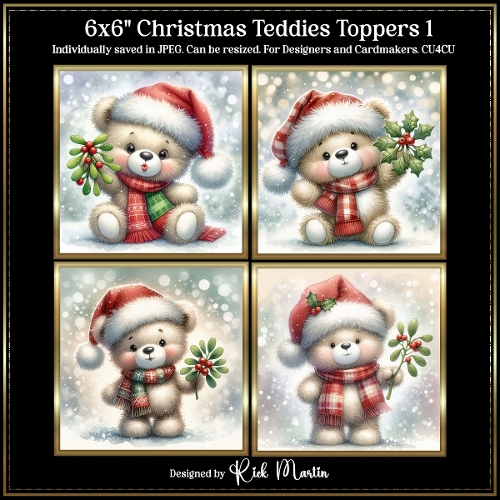 6x6 Christmas Teddies 1 - Illustrations for Cardmakers and Designers 
