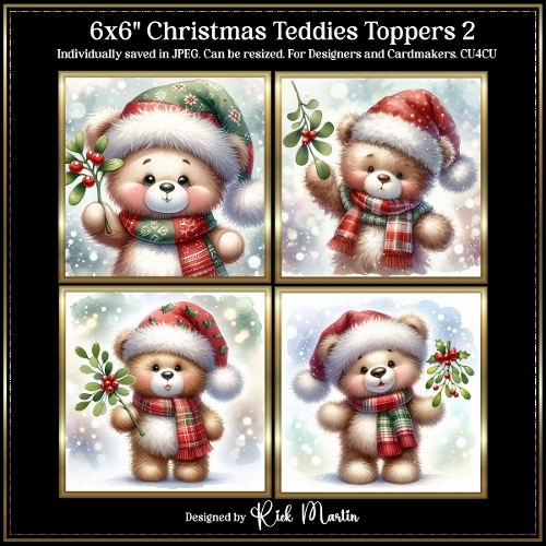 6x6 Christmas Teddies 2 - Illustrations for Cardmakers and Designers 