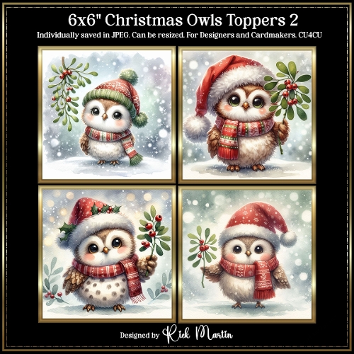 6x6 Christmas Owls 2 - Illustrations for Cardmakers and Designers 