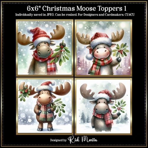 6x6 Christmas Moose 1 - Illustrations for Cardmakers and Designers 