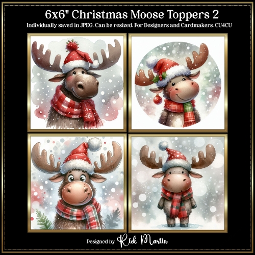 6x6 Christmas Moose 2 - Illustrations for Cardmakers and Designers 