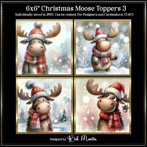 6x6 Christmas Moose 3 - Illustrations for Cardmakers and Designers 