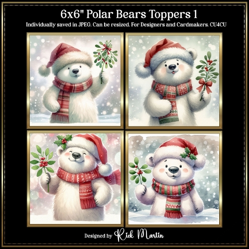 6x6 Polar Bears 1 - Illustrations for Cardmakers and Designers 