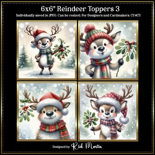 6x6 Reindeer 3 - Illustrations for Cardmakers and Designers 