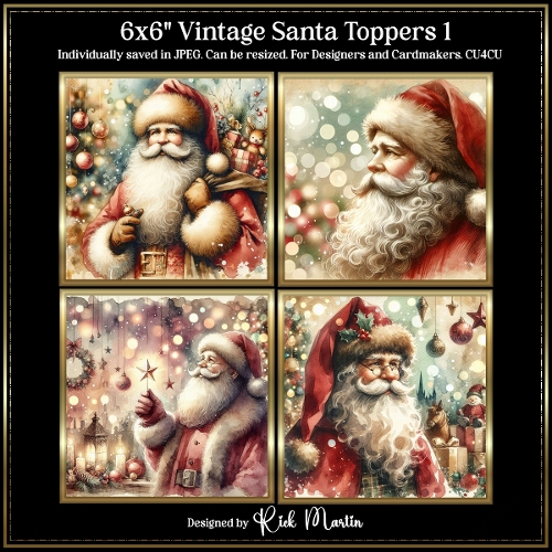 6x6 Vintage Santa 1 - Illustrations for Cardmakers and Designers 