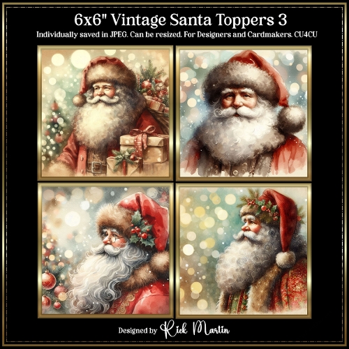 6x6 Vintage Santa 3 - Illustrations for Cardmakers and Designers 