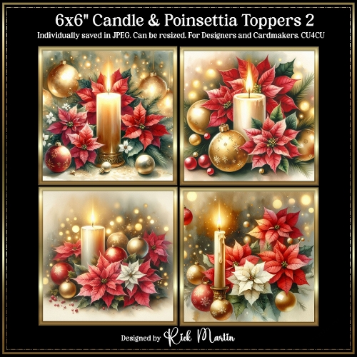 6x6 Candle & Poinsettia 2 - Illustrations for Cardmakers and Designers 