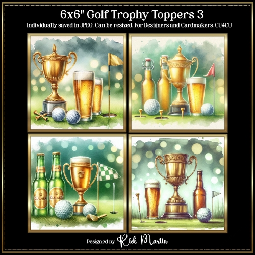 6x6 Golf Trophy 3 - Illustrations for Cardmakers and Designers 