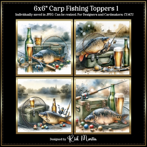 6x6 Carp Fishing 1 - Illustrations for Cardmakers and Designers 