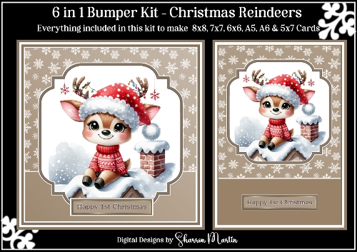 Christmas Reindeer - 6in1 Bumper Kit makes 8x8, 7x7,6x6, A5, A6 & 5x7 Cards