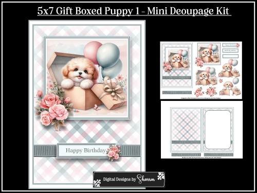 5x7 Gift Boxed Puppy 1 Mini Decoupage Kit 