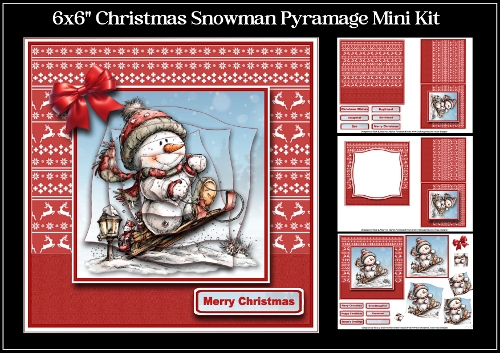 6x6  Christmas Snowman Pyramage Mini Kit - x3 A4 sheets