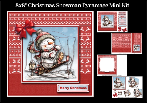 8x8 Christmas Snowman Pyramage Mini Kit - x4 A4 sheets
